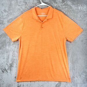 BCG Golf Mens XL Orange Striped Performance Golf Polo Shirt Short Sleeve